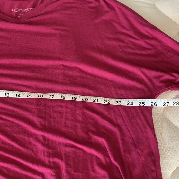 Soft Surroundings Indeevar Tunic Top Layered V-Neck 3/4 Sleeve Fuschia XSMALL - Picture 8 of 9